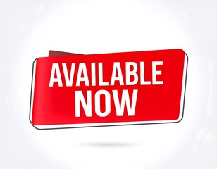 Red banner, "Available Now," website announcement