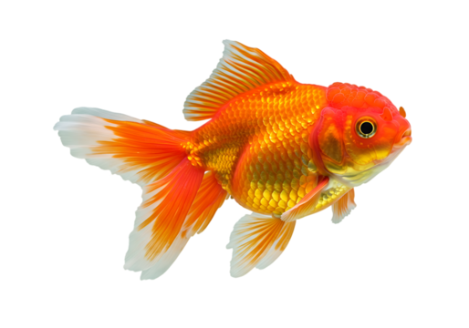 Stunning orange goldfish with exquisite fins isolated against a smooth Isolated on transparent background - Powered by Adobe