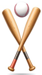 Two crossed baseball bats with a ball centered above