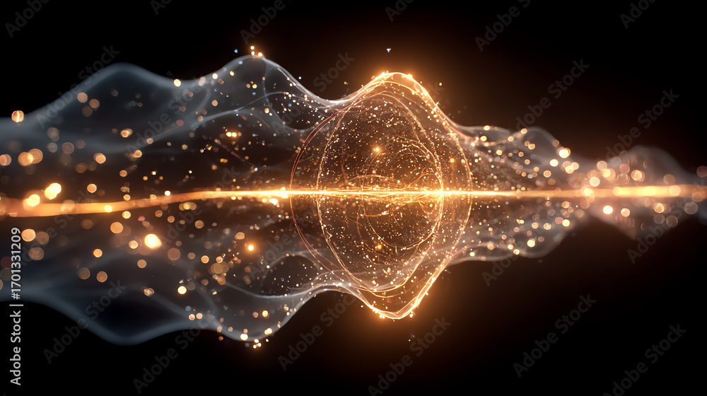 Poster a mesmerizing abstract depiction of light waves creating a dynamic pattern, showcasing the interplay
