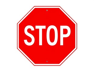 Octagonal Stop Sign, Road Safety, White Background