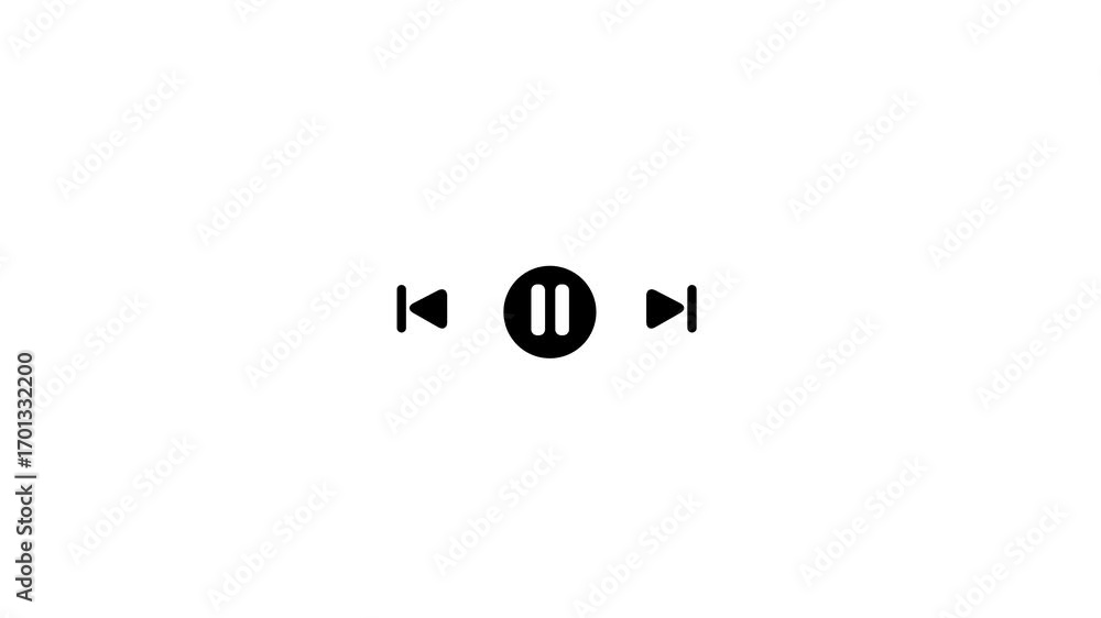 Poster music play and pause bar icon animation. audio player for songs or podcast playlist. play or pause b