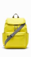 Yellow Drawstring Backpack with Gray Strap