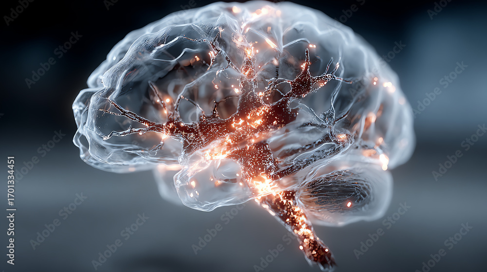 Poster a visually striking representation of a brain with vibrant neural connections, symbolizing intellige