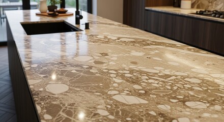 Marble countertop shines in modern kitchen