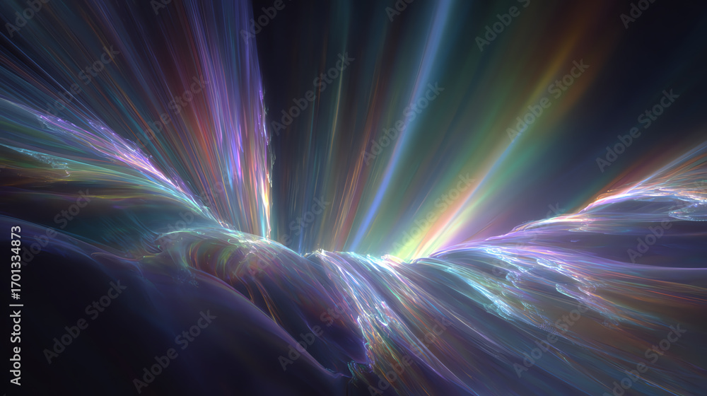 Poster abstract vibrant light rays blend beautifully, creating an ethereal atmosphere that captivates and i