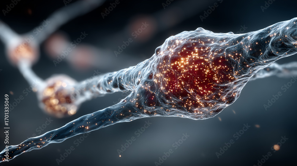Poster an abstract representation of neural connections highlighting the intricate patterns and glowing ele