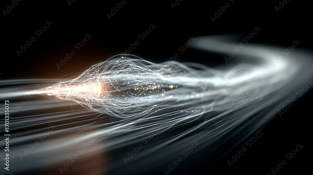 Poster an abstract representation of light and motion captured in a stunning visual display, showcasing inn