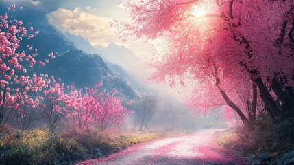 sunset in the forest