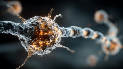 Close-up view of neurons exhibiting intricate connections, showcasing the beauty of the human nervous system and its complexity.