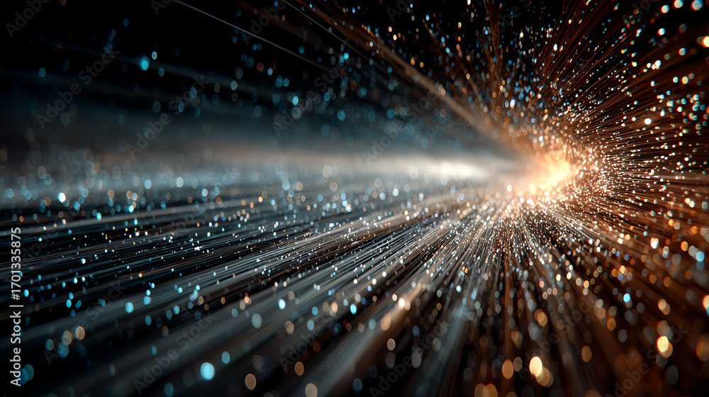 Poster dynamic explosion of light particles illustrating energy and movement in a visually captivating mann