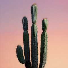 Cactus silhouette against pastel gradient background, right side copy area.