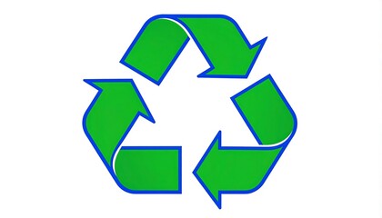 Obraz premium Green recycle arrows, white background, environmental campaign