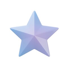 Obraz premium Minimalist 3D icon of a crystal star with soft blue–lavender gradient, glossy surface, plain white background, no shadow, emoji sticker concept.