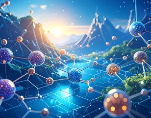 A digital landscape of interconnected molecules