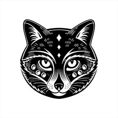 Obraz premium Detailed black and white illustration of a fox