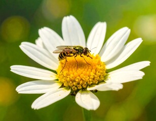 Fototapeta premium A bee-like insect on a daisy