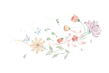 Delicate watercolor floral arrangement with soft pastel colors