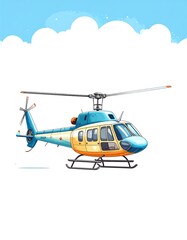 Helicopter flight, sky clouds, travel