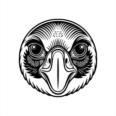 Eagle head in a circle, vintage line illustration