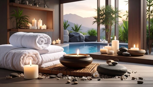 Tranquil spa with pool view