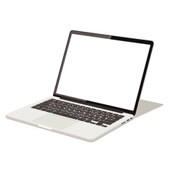 Fototapeta premium A modern laptop computer, open and angled, with a blank screen