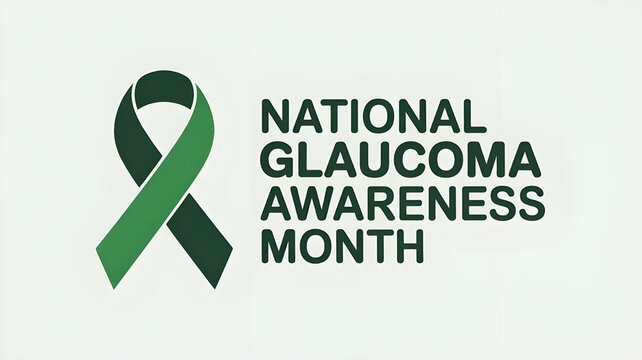 January is Glaucoma Awareness Month. Vector illustration with green ribbon