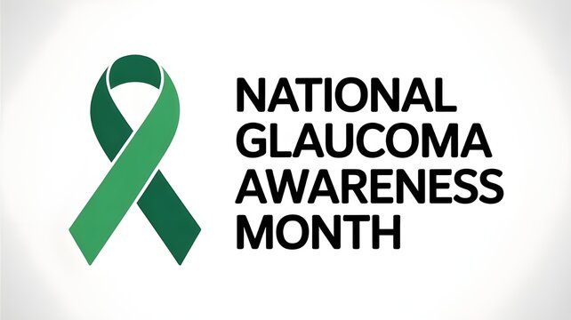 January is Glaucoma Awareness Month. Vector illustration with green ribbon