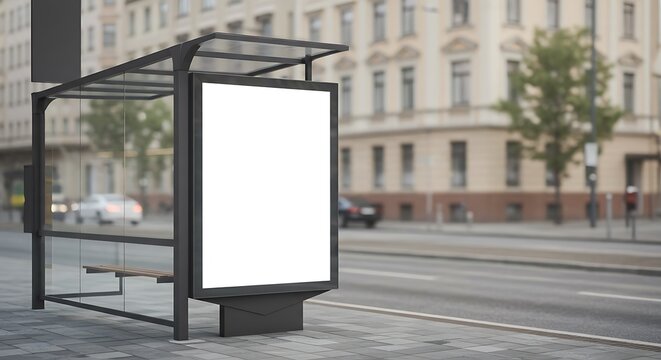Blank Bus Stop Advertising Billboard Mockup - Powered by Adobe