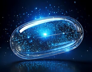A glowing, transparent capsule