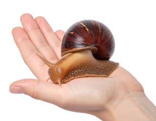 A large snail on a human hand