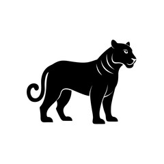 Obraz premium Silhouette of a standing black panther cat on transparent background