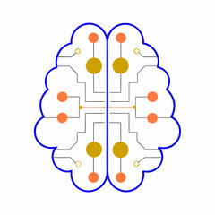 Abstract artificial intelligence neuron brain icon for technology and science concepts