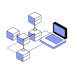 Abstract digital illustration of interconnected blockchain nodes and data flow