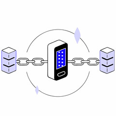 Abstract digital network illustration with interconnected nodes and data flow