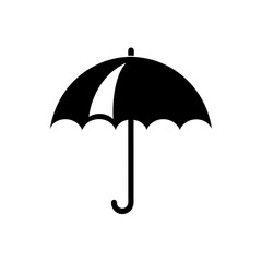 Illustration of a simple black umbrella on transparent background