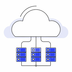 Modern cloud server icon representing data storage and network connectivity
