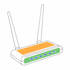 Modern wi fi router icon with signal waves and network connection