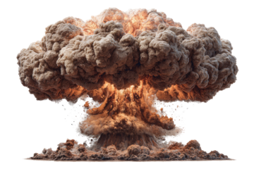 Massive explosion, mushroom cloud of smoke and fire