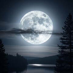Fototapeta premium full moon over the lake