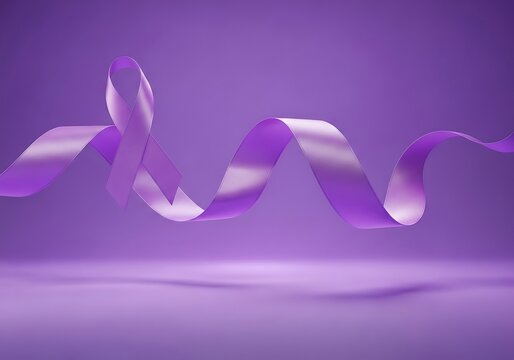 Monochromatic purple awareness ribbon for solidarity and remembrance