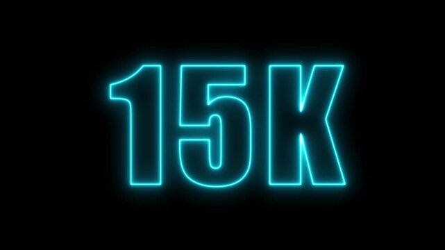 Animated glowing neon sign displaying the text 15k against a black background
