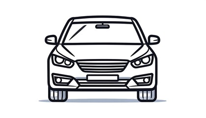 Fototapeta premium Sedan Front View, White Background, Simple Illustration