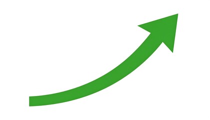 Green upward curving arrow