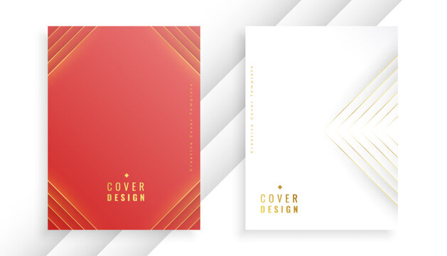 set of elegant business menu cover template with golden lines