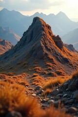 Majestic Earthy Mound Richly Textured Landscape Photography, Blurred Background, Perfect for Environmental, Geological, and Nature Projects