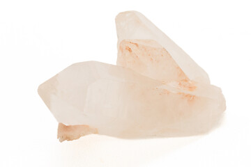 Natural Manikaran Quartz Crystal Cluster on White Background