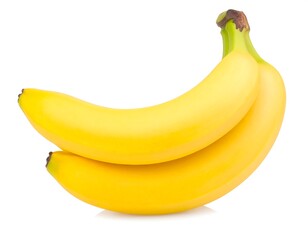 Ripe yellow bananas, studio shot, white background, healthy food