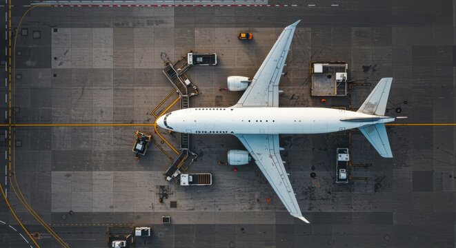 Aerial View of Airplane at Airport