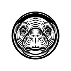 Stylized Black and White Seal Face Emblem.